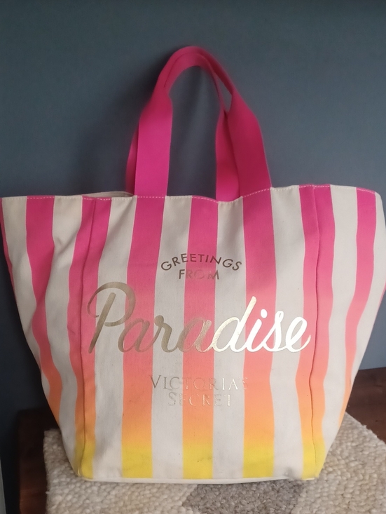 Victoria's Secret Handbags - Victoria's Secret Greetings From Paradise Large Canvas Strappy Beach Tote